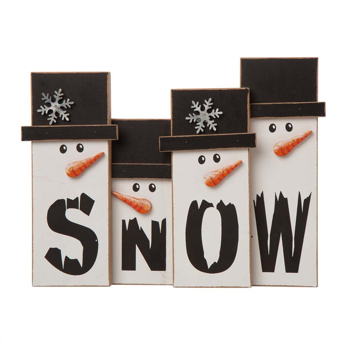 11.7"L Wooden Christmas Snowman Family Table Decor