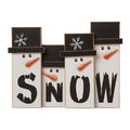 11.7"L Wooden Christmas Snowman Family Table Decor