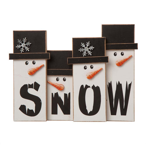 11.7"L Wooden Christmas Snowman Family Table Decor