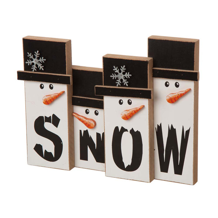 11.7"L Wooden Christmas Snowman Family Table Decor