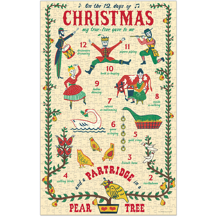 cavallini and co vintage puzzle 12 days of christmas complete