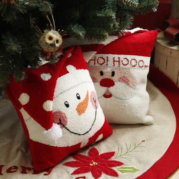 14" x 14" Handmade Hooked Snowman Christmas Throw Pillow