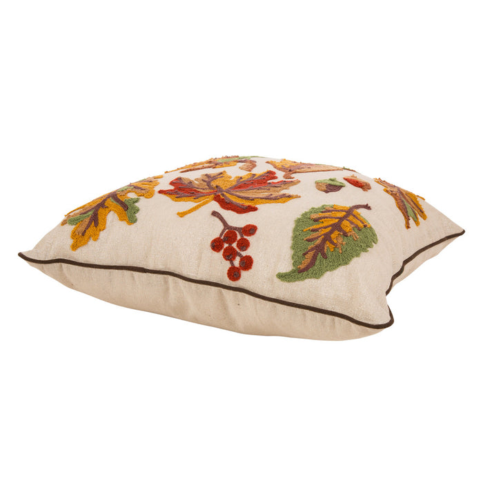 16 x 16 Inches Decorative Embroidered  Leaves Throw Pillow