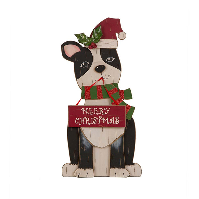 16.00"H Wooden Christmas Dog Figurines Decor
