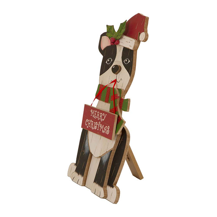 16.00"H Wooden Christmas Dog Figurines Decor