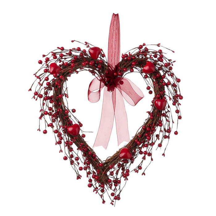 17"H Valentine's Berry Heart Wreath