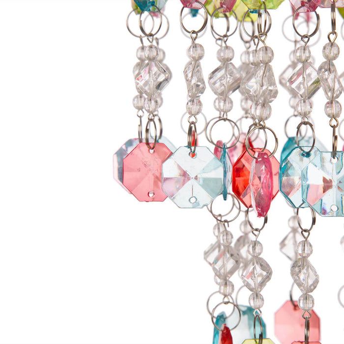 18.75"H Solar Lighted Hanging Décor with Multicolored Acrylic Jewel Beads