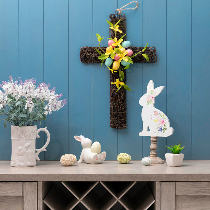 18"H Easter Floral Cross