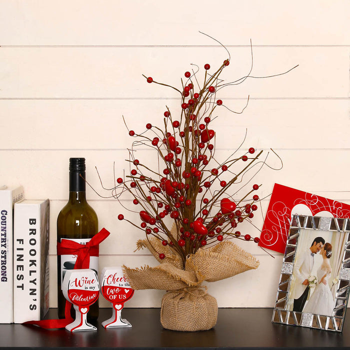 18"H Valentine's Berry Heart Table Tree