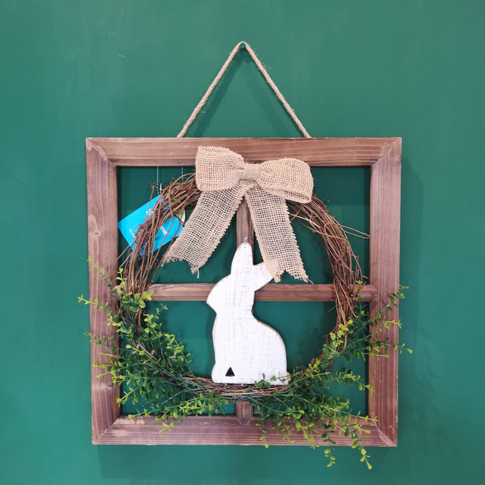 18"H Wooden Frame Easter Wall Decor with Wreath