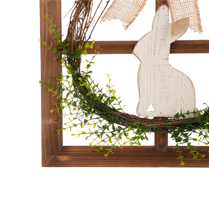 18"H Wooden Frame Easter Wall Decor with Wreath