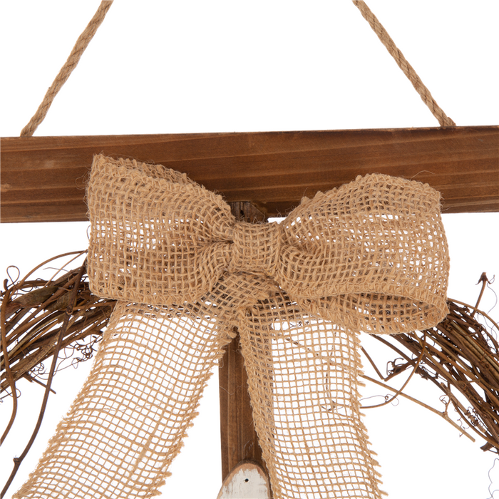 18"H Wooden Frame Easter Wall Decor with Wreath