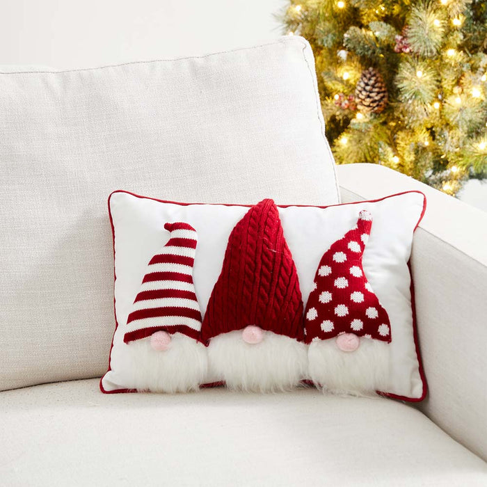 18"L 3D Heavy Cotton Knitted Gnome Throw Pillow