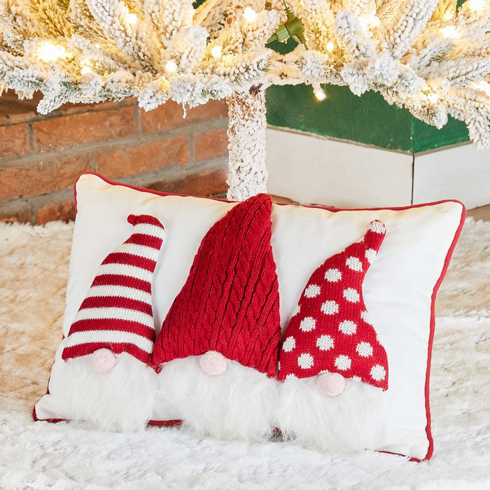 18"L 3D Heavy Cotton Knitted Gnome Throw Pillow