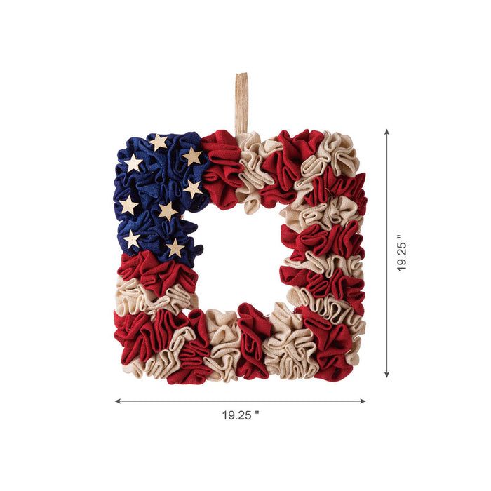 19.25"L Americana Squared Fabric Wreath