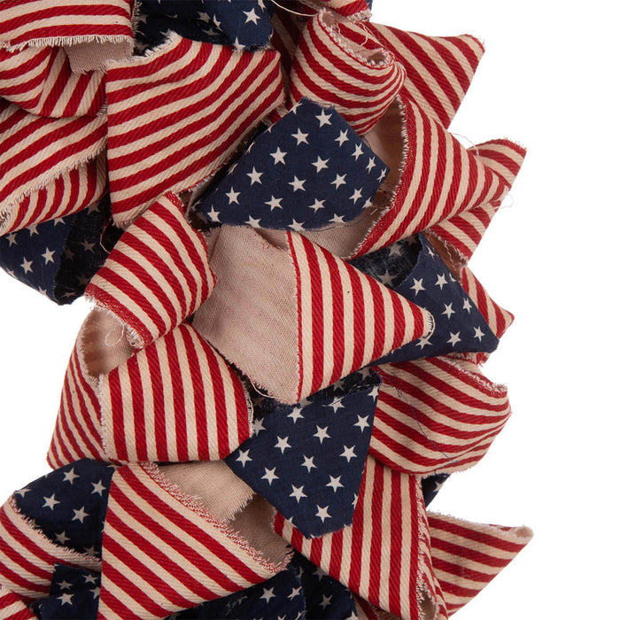 19"D Fabric Patriotic Stripes and Stars Wreath