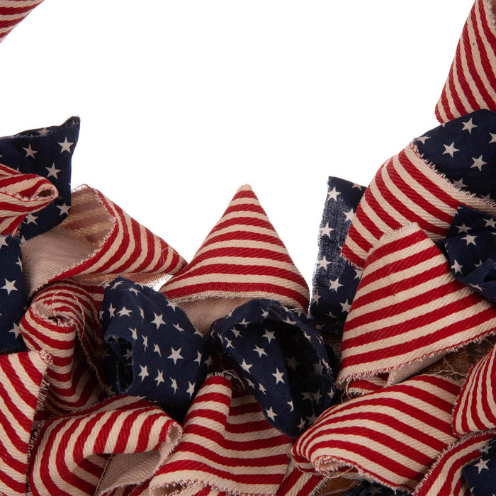 19"D Fabric Patriotic Stripes and Stars Wreath