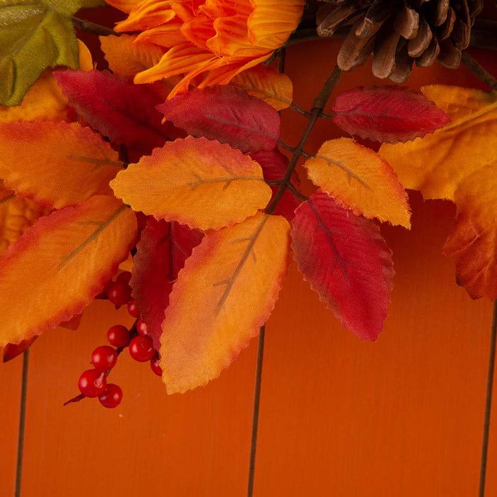 20.28"H Fall Wooden Pumpkin with Floral Standing / Hanging Decor (Two Function)