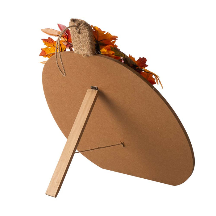 20.28"H Fall Wooden Pumpkin with Floral Standing / Hanging Decor (Two Function)