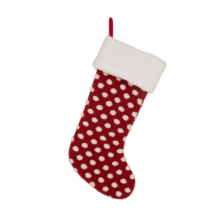 21"L Fabric Pompom Stocking,"Merry Christmas"