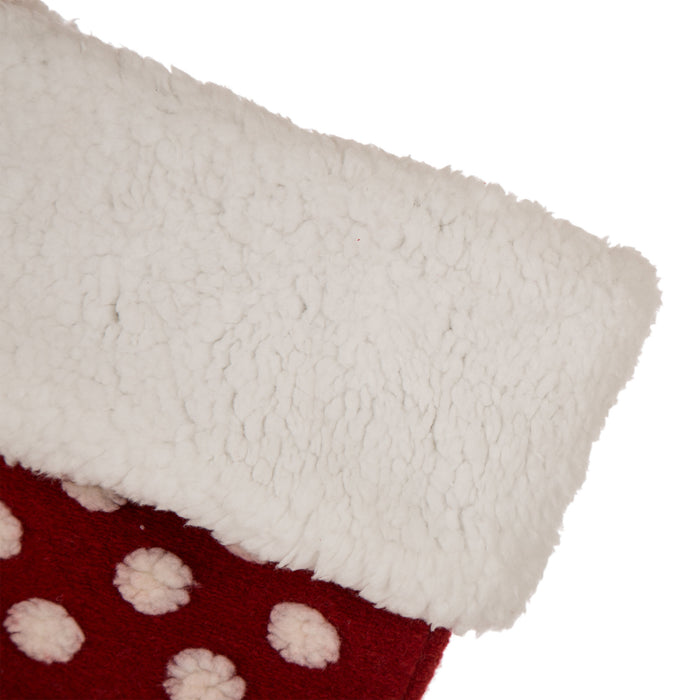 21"L Fabric Pompom Stocking,"Merry Christmas"