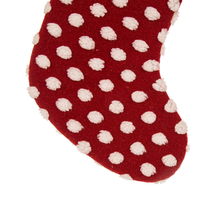 21"L Fabric Pompom Stocking,"Merry Christmas"