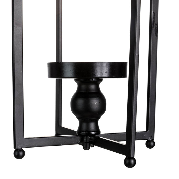 22.00"H Modern Farmhouse Black Metal Candle Lantern