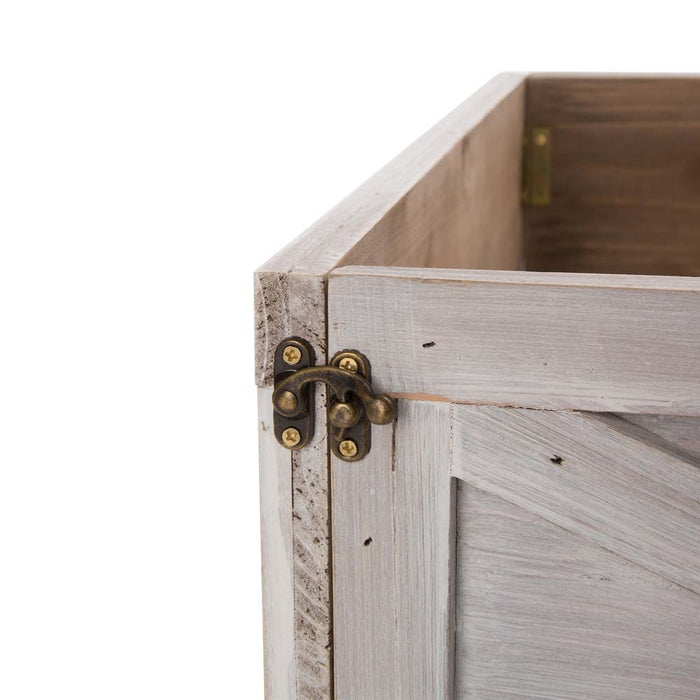 22.09"L Washed White Wooden Christmas Tree Collar
