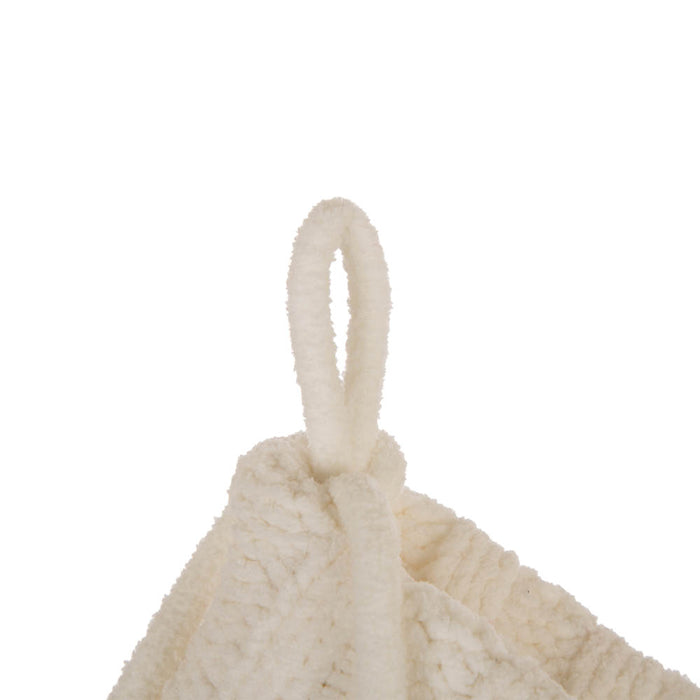 22"L Knitted  Polyester White Christmas Stocking  With Red Trim & Pompom Set of 2