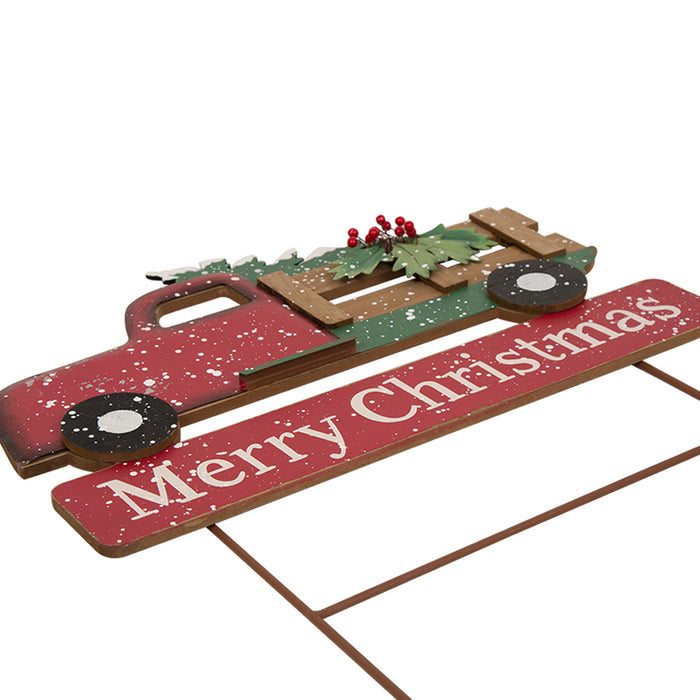 24.02"H Metal/Wooden Christmas Truck Yard Stack or Wall Décor (Two Function)