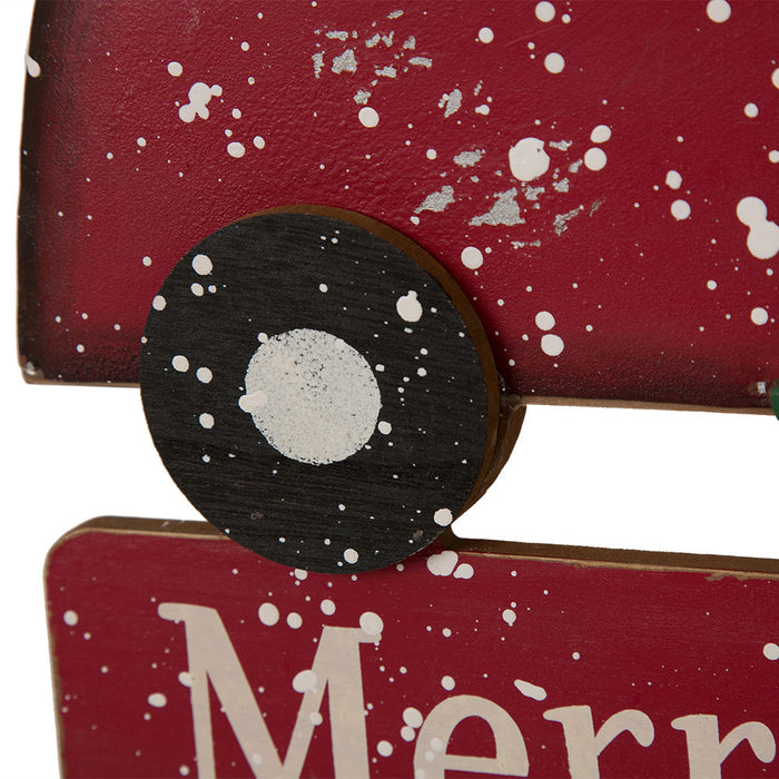 24.02"H Metal/Wooden Christmas Truck Yard Stack or Wall Décor (Two Function)