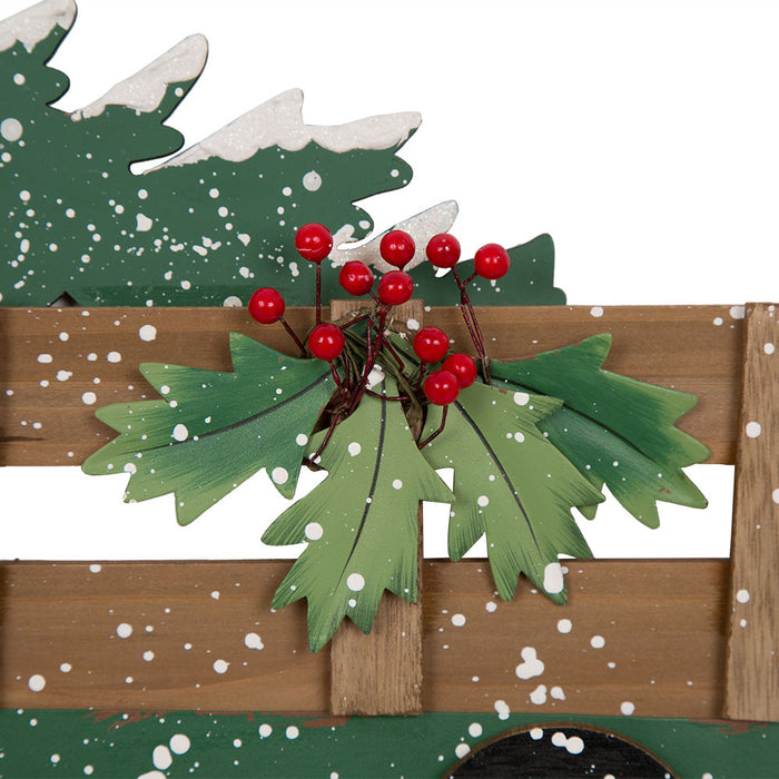 24.02"H Metal/Wooden Christmas Truck Yard Stack or Wall Décor (Two Function)