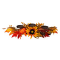 24"L Metal Candle Holder or Centerpiece with Sunflower Floral