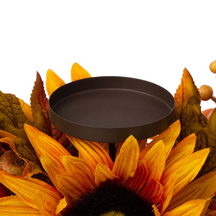 24"L Metal Candle Holder or Centerpiece with Sunflower Floral
