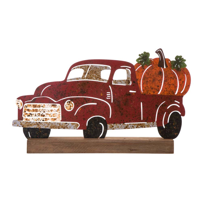 25.87"L Wooden/Metal Rusty Truck Porch Decor