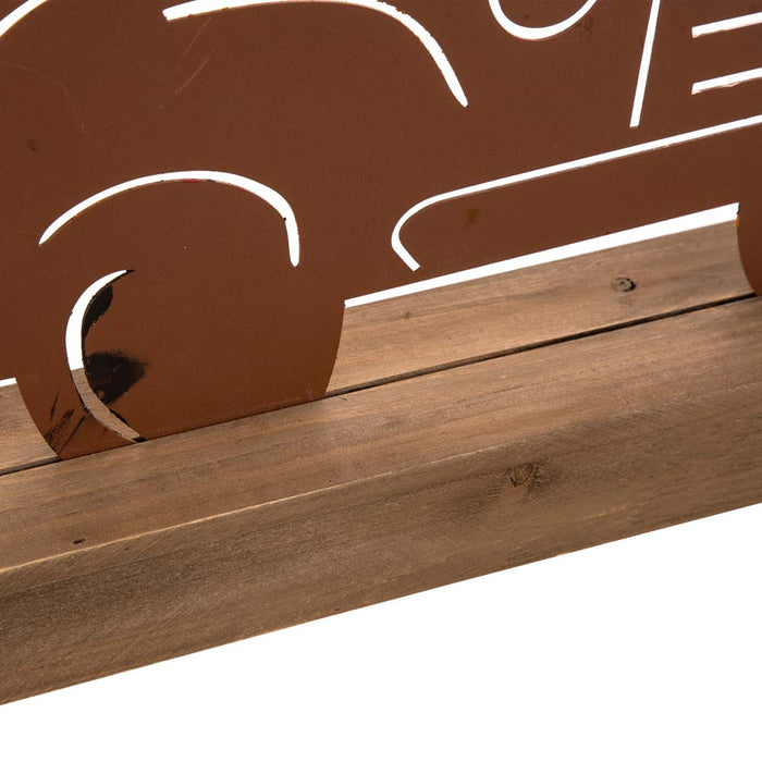 25.87"L Wooden/Metal Rusty Truck Porch Decor