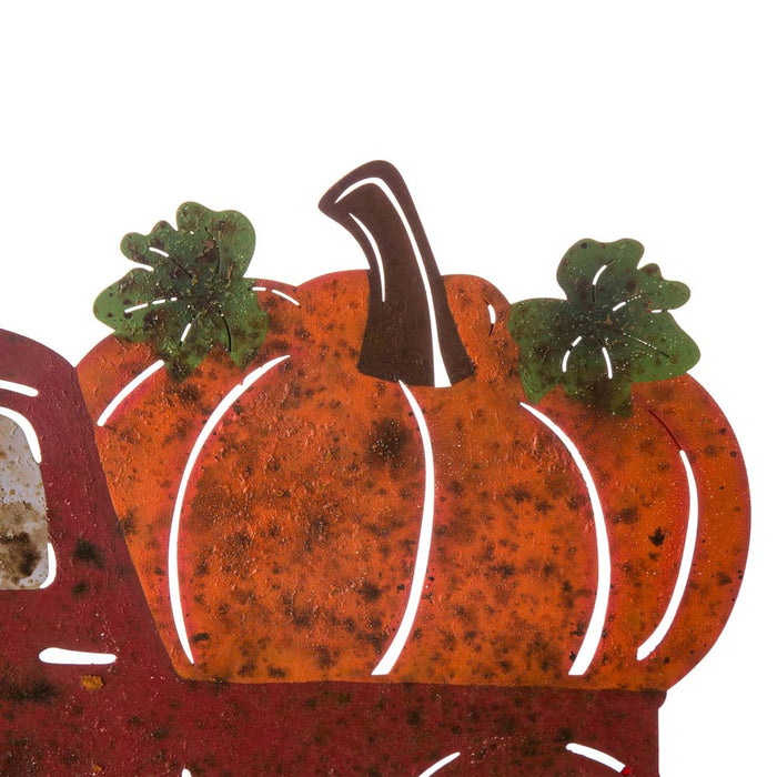 25.87"L Wooden/Metal Rusty Truck Porch Decor