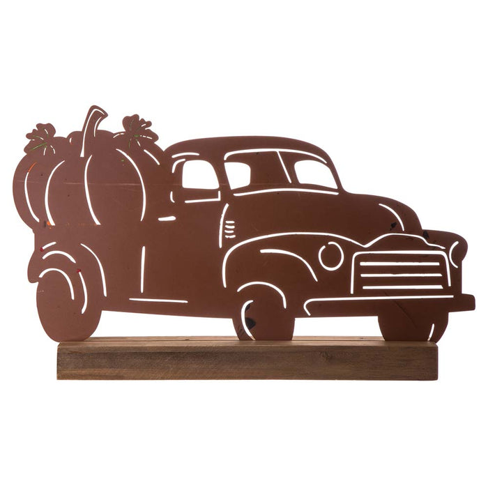 25.87"L Wooden/Metal Rusty Truck Porch Decor