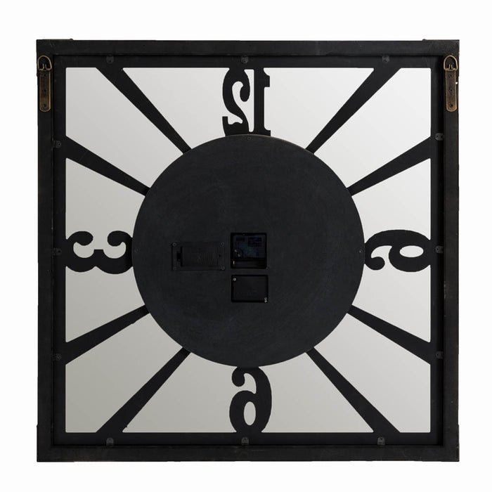 27.17"H Industrial Wooden/Metal Square Gear Wall Clock with Tempered Glass