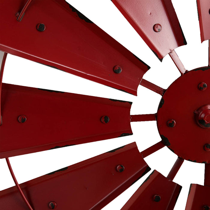 28.50"D Vintage Red Metal Wind Spinner Wall Décor