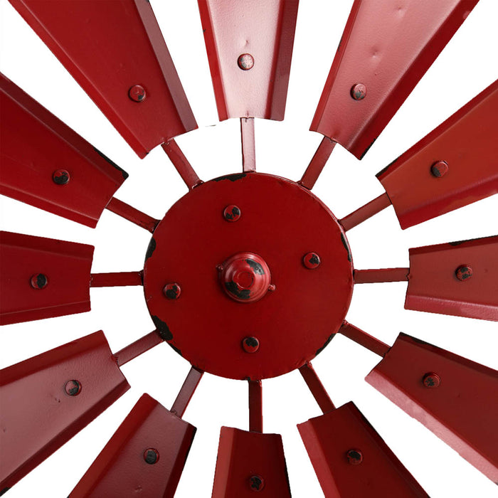 28.50"D Vintage Red Metal Wind Spinner Wall Décor