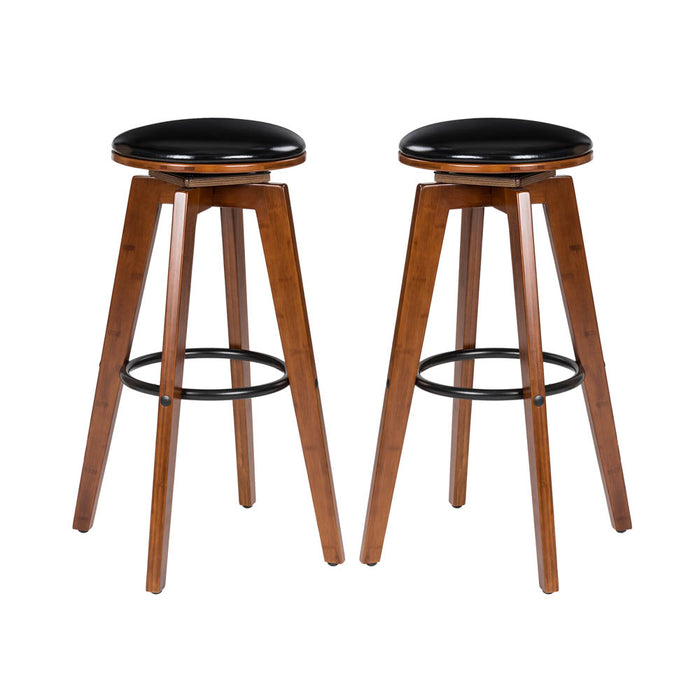 30"H Bamboo Swivel Upholstery Bar Stool, Set of 2