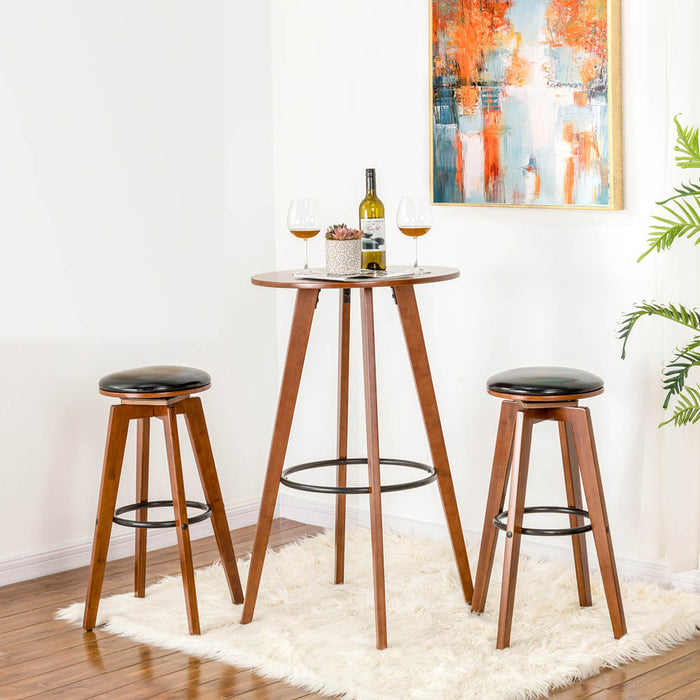 30"H Bamboo Swivel Upholstery Bar Stool, Set of 2