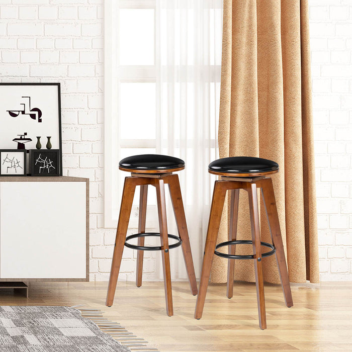 30"H Bamboo Swivel Upholstery Bar Stool, Set of 2