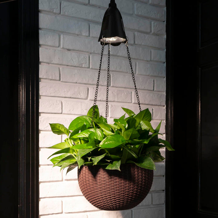 30"H Solar Lighted Brown Plastic Hanging Basket/Planter