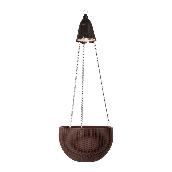 30"H Solar Lighted Brown Plastic Hanging Basket/Planter