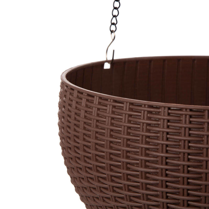 30"H Solar Lighted Brown Plastic Hanging Basket/Planter