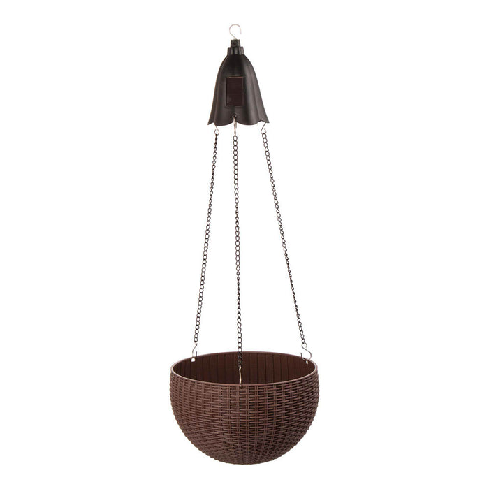 30"H Solar Lighted Brown Plastic Hanging Basket/Planter