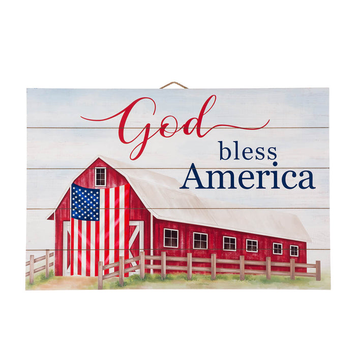 30"L God Bless America Sign Wooden Wall/Hanging Decor