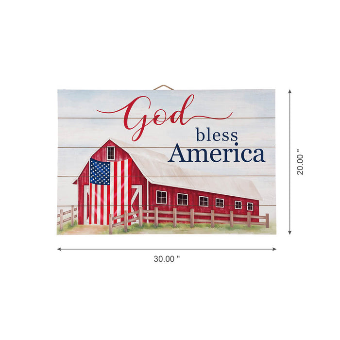 30"L God Bless America Sign Wooden Wall/Hanging Decor